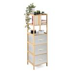 Bambusový regál G21 s 5 košíky, béžový 