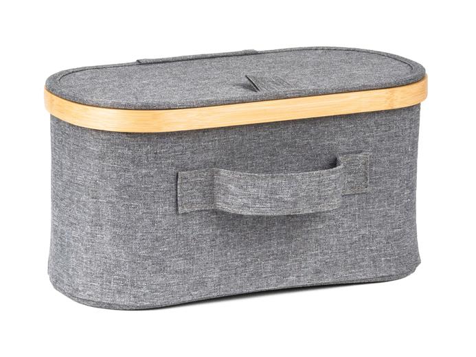 Úložný box G21 30 x 15 x 15 cm, bambusový s víkem, šedý