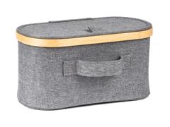 Úložný box G21 30 x 15 x 15 cm, bambusový s víkem, šedý