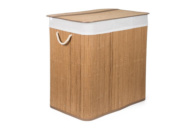 Koš na prádlo G21 150 l s rozdělovači, bambusový s bílým košem