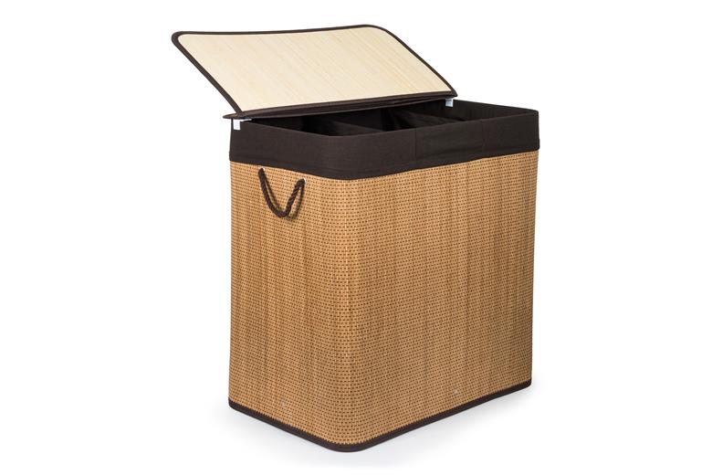 Koš na prádlo G21 150 l s rozdělovači, bambusový s hnědým košem