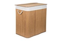 Koš na prádlo G21 150 l s rozdělovači, bambusový s bílým košem 