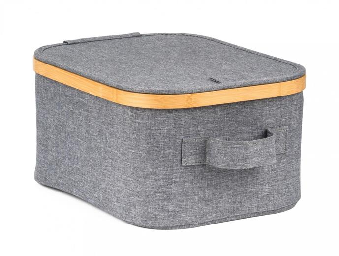 Úložný box G21 24 x 30 x 15 cm, bambusový s víkem, šedý