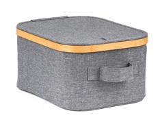 Úložný box G21 24 x 30 x 15 cm, bambusový s víkem, šedý