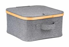 Úložný box G21 30 x 30 x 15 cm, bambusový s víkem, šedý