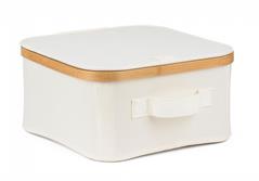 Úložný box G21 30 x 30 x 15 cm, bambusový s víkem, béžový