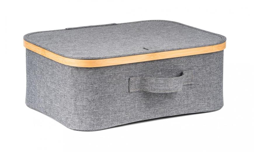 Úložný box G21 40 x 30 x 15 cm, bambusový s víkem, šedý