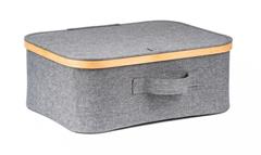 Úložný box G21 40 x 30 x 15 cm, bambusový s víkem, šedý