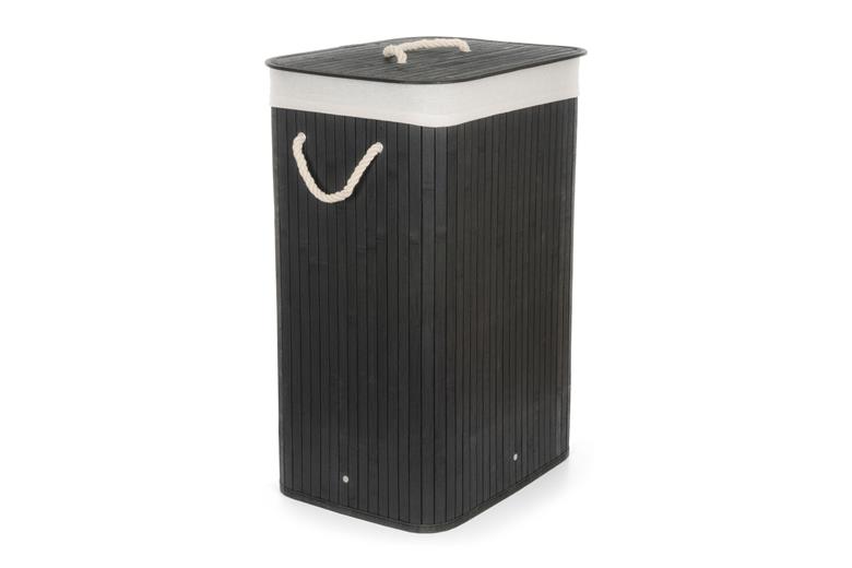 Koš na prádlo G21 72 l, bambusový černý s bílým košem