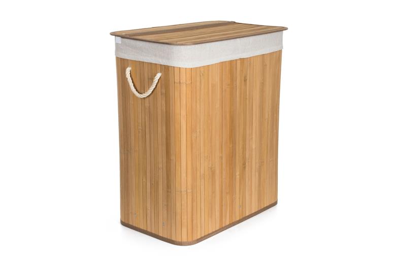 Koš na prádlo G21 105 l s rozdělovačem, bambusový s bílým košem