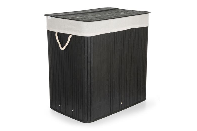 Koš na prádlo G21 150 l s rozdělovači, bambusový černý s bílým košem