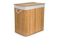 Koš na prádlo G21 150 l s rozdělovači, bambusový s bílým košem 