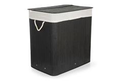 Koš na prádlo G21 150 l s rozdělovači, bambusový černý s bílým košem