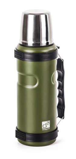 Termoska G21 na pití, 1000 ml, khaki zelená s rukojetí