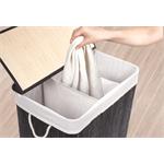 Koš na prádlo G21 150 l s rozdělovači, bambusový černý s bílým košem