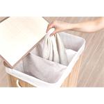 Koš na prádlo G21 150 l s rozdělovači, bambusový s bílým košem 