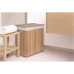 Koš na prádlo G21 150 l s rozdělovači, bambusový s bílým košem 