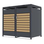 Přístřešek na popelnice G21 132x117x80 cm, antracitový s dekorem dřeva