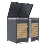 Přístřešek na popelnice G21 132x117x80 cm, antracitový s dekorem dřeva