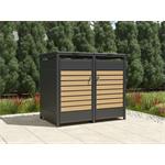 Přístřešek na popelnice G21 132x117x80 cm, antracitový s dekorem dřeva