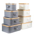 Úložný box G21 24 x 30 x 15 cm, bambusový s víkem, béžový