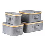 Úložný box G21 24 x 30 x 15 cm, bambusový s víkem, šedý