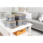 Úložný box G21 24 x 30 x 15 cm, bambusový s víkem, šedý