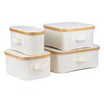 Úložný box G21 30 x 15 x 15 cm, bambusový s víkem, béžový