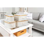Úložný box G21 30 x 15 x 15 cm, bambusový s víkem, béžový
