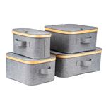 Úložný box G21 30 x 15 x 15 cm, bambusový s víkem, šedý