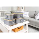 Úložný box G21 30 x 15 x 15 cm, bambusový s víkem, šedý