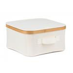 Úložný box G21 30 x 30 x 15 cm, bambusový s víkem, béžový