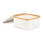 Úložný box G21 30 x 30 x 15 cm, bambusový s víkem, béžový