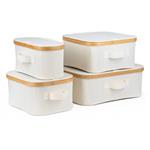 Úložný box G21 30 x 30 x 15 cm, bambusový s víkem, béžový