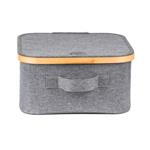 Úložný box G21 30 x 30 x 15 cm, bambusový s víkem, šedý