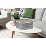 Úložný box G21 30 x 30 x 15 cm, bambusový s víkem, šedý