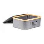 Úložný box G21 40 x 30 x 15 cm, bambusový s víkem, šedý