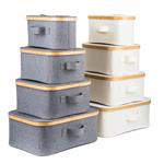 Úložný box G21 40 x 30 x 15 cm, bambusový s víkem, šedý