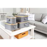 Úložný box G21 40 x 30 x 15 cm, bambusový s víkem, šedý